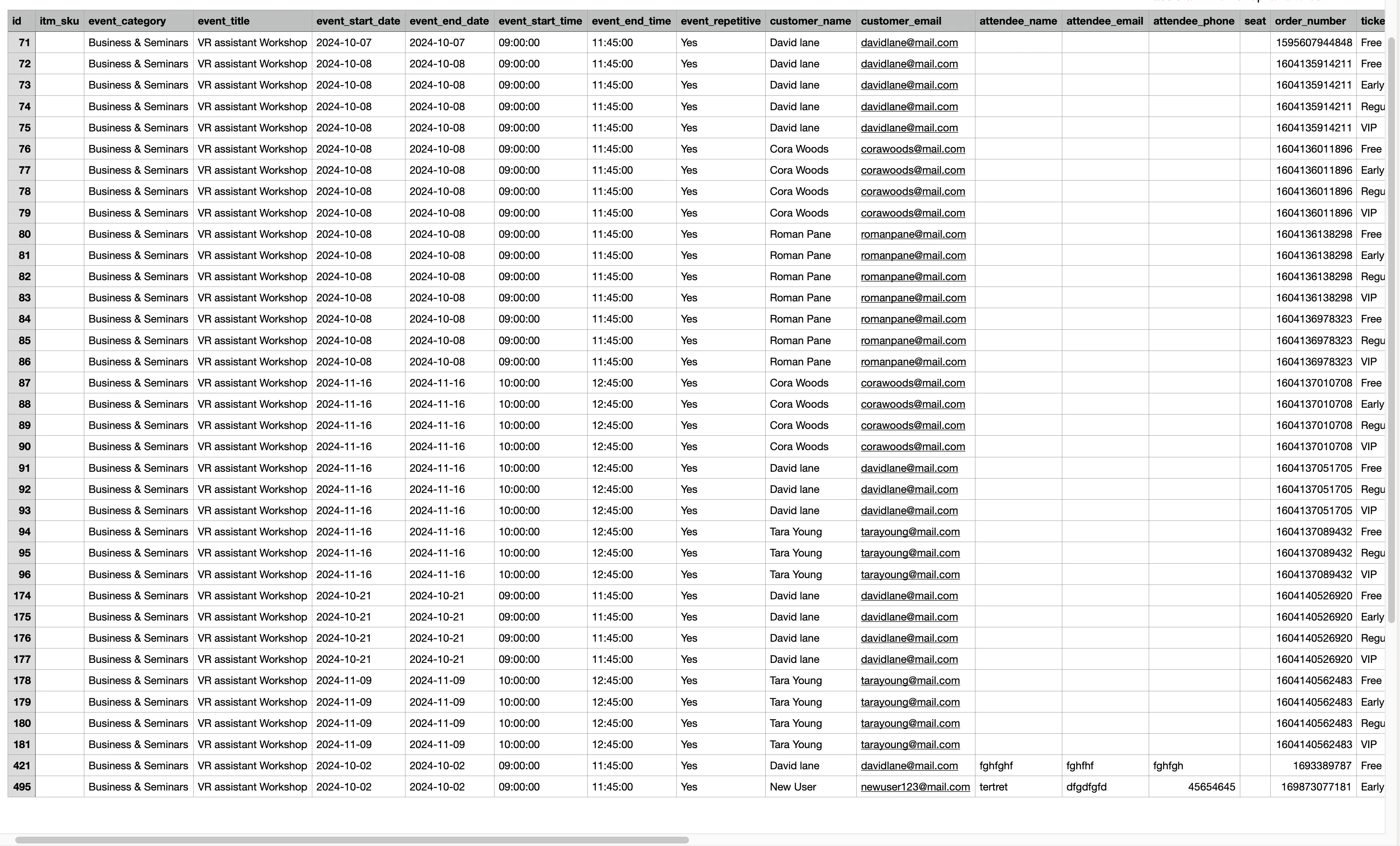 Export Events Attendees Export Events Attendees