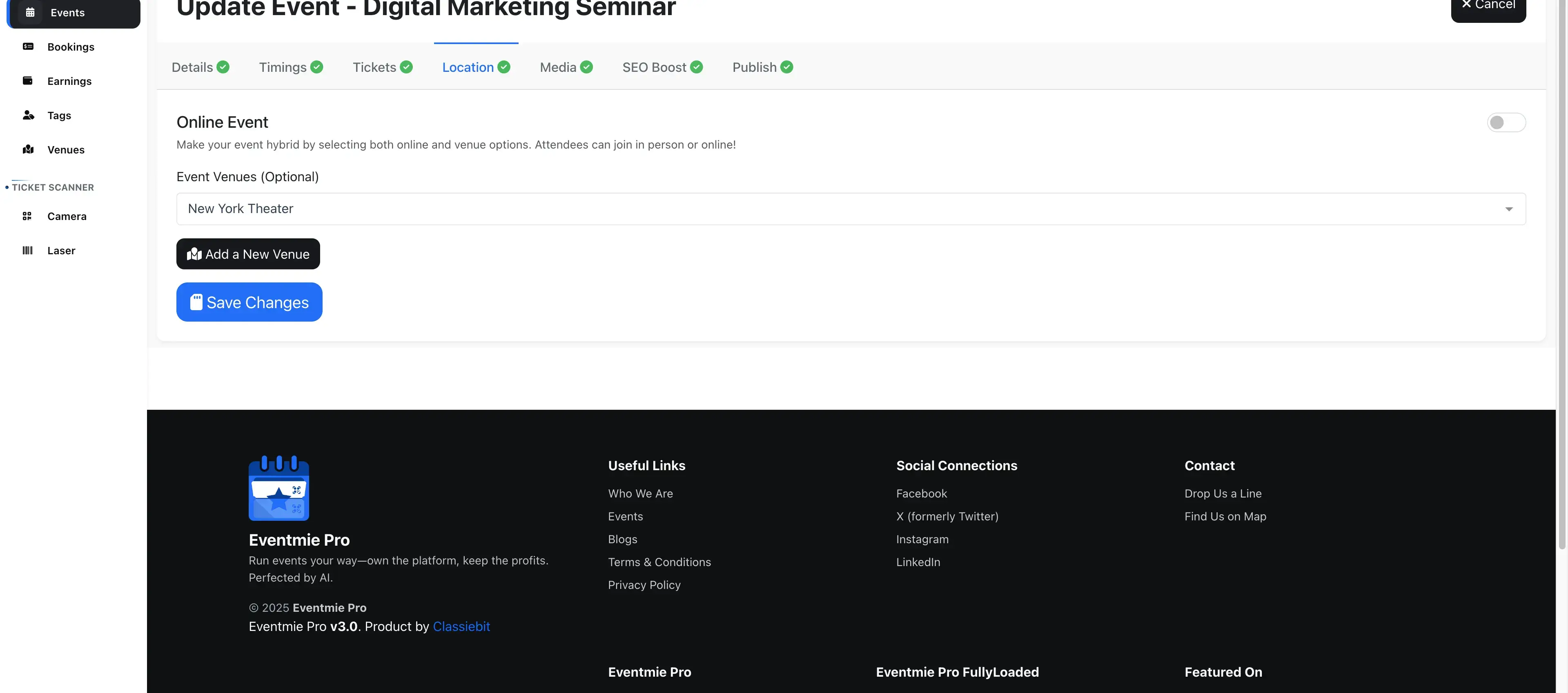 Events venue & google map location Events venue & google map location