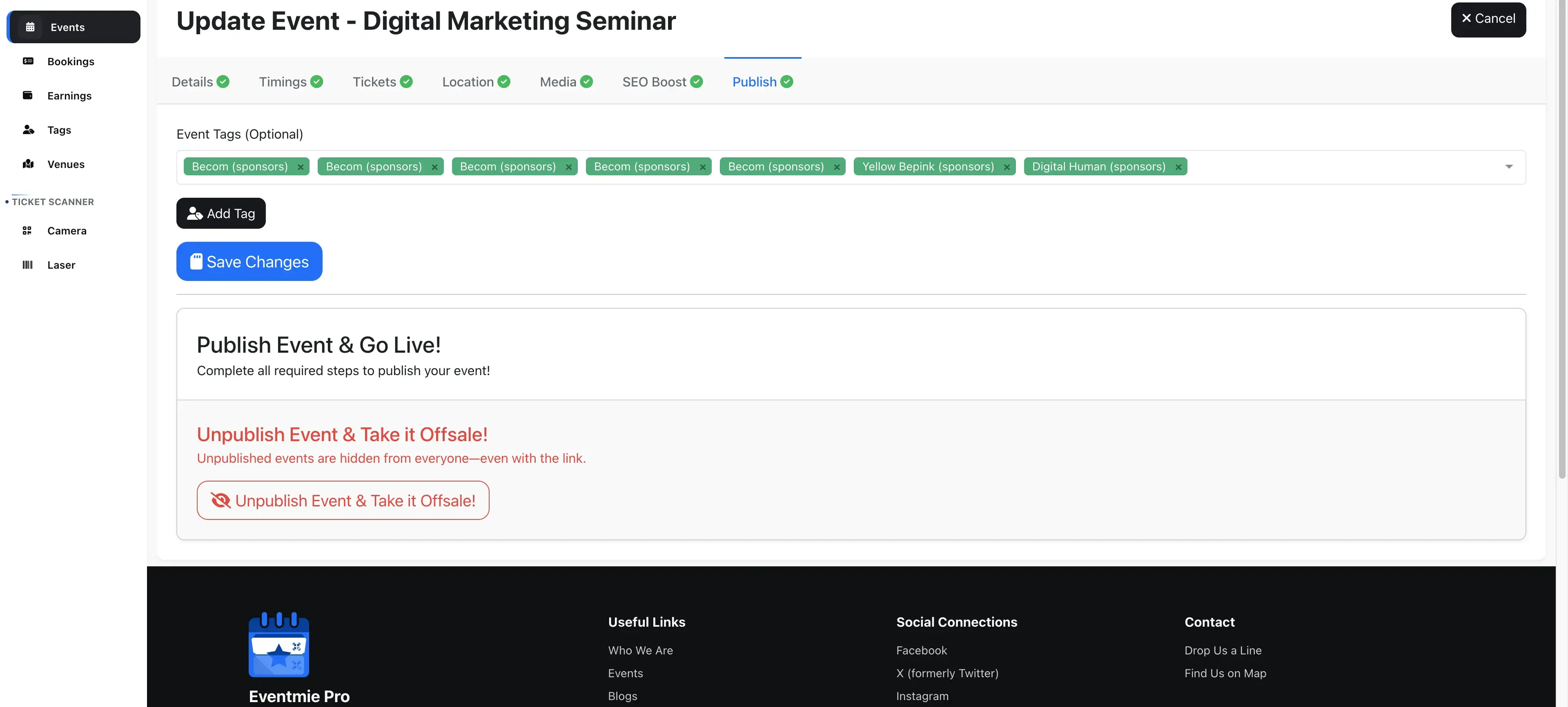 Event Tags & Publish Event Tags & Publish