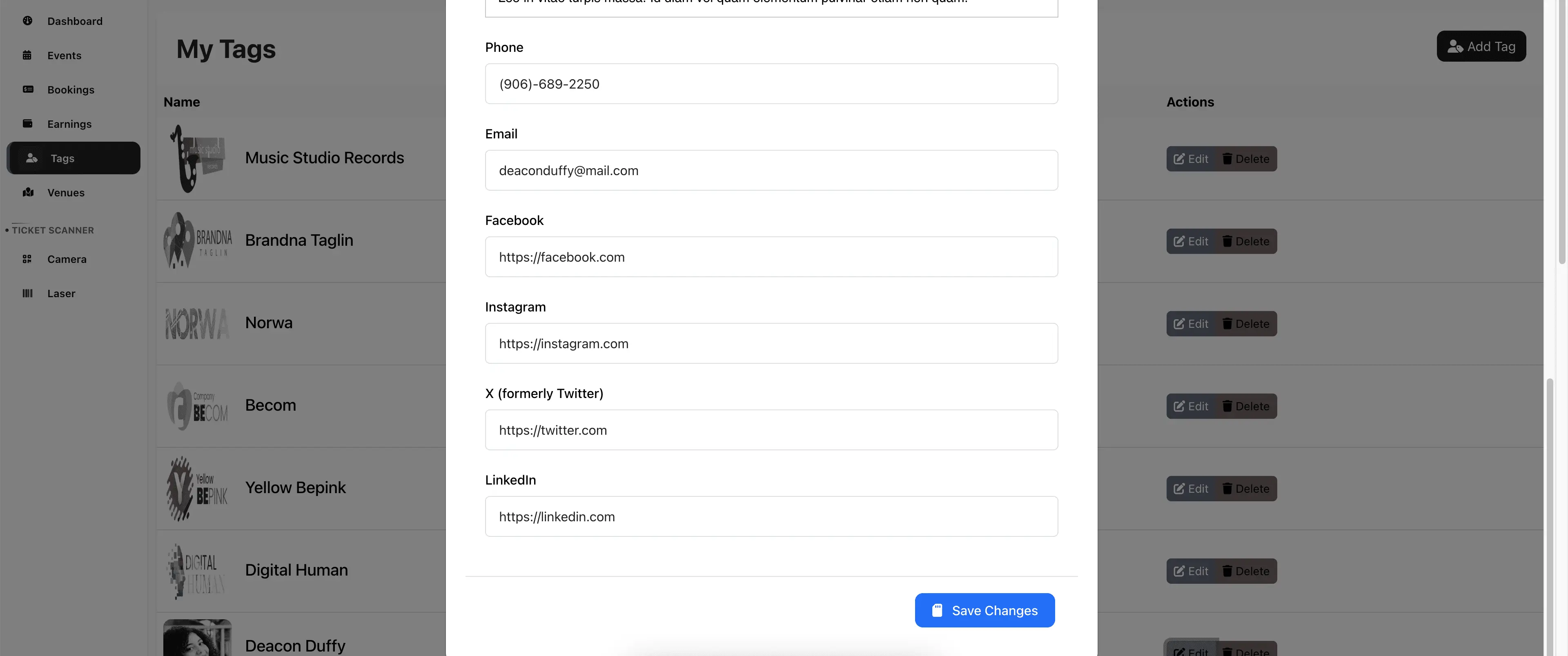 Create a tag with profile Create a tag with profile