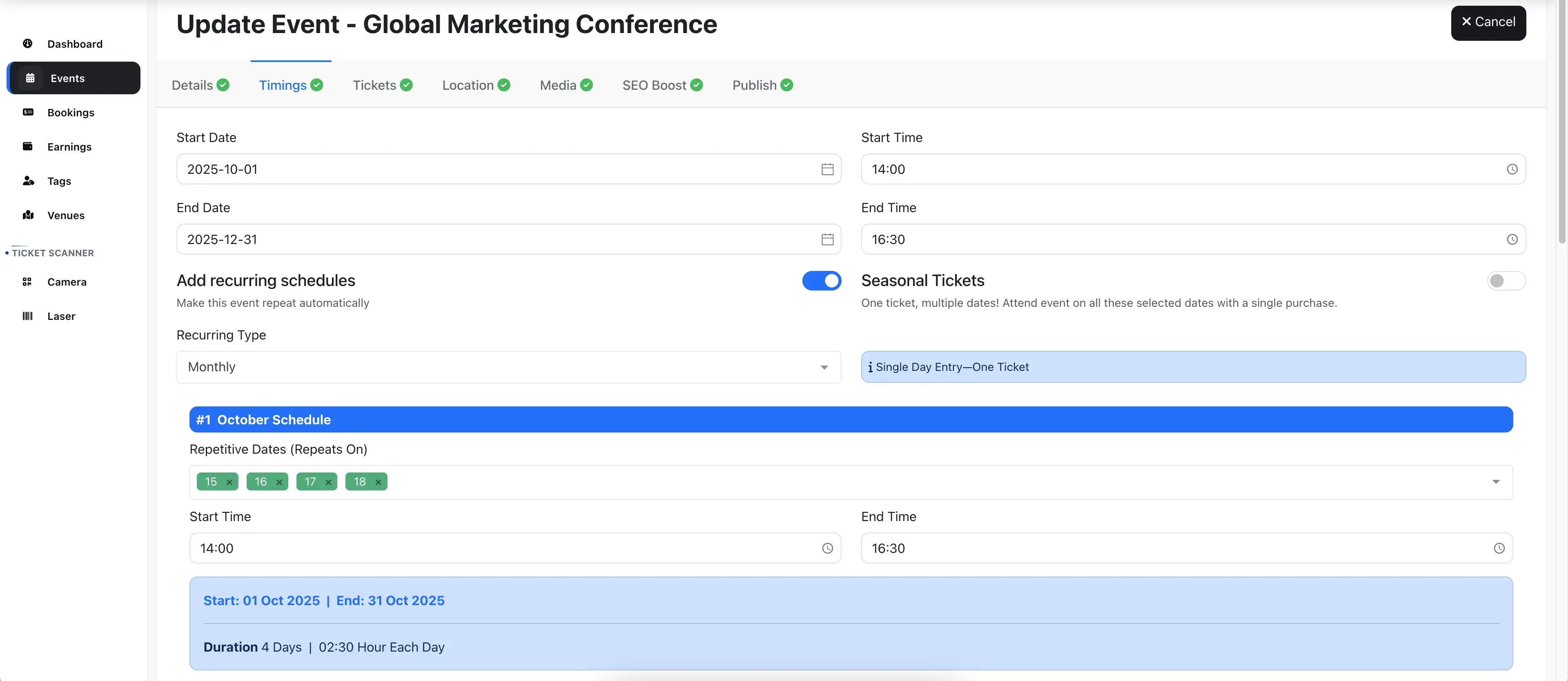 Daily Repetitive Schedules Daily Repetitive Schedules