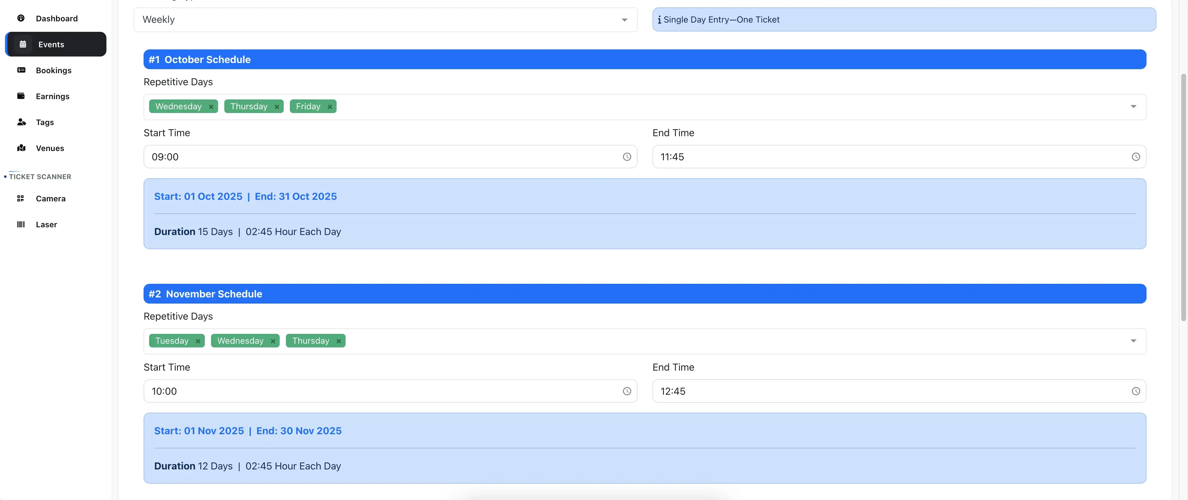 Weekly Repetitive Schedules Weekly Repetitive Schedules